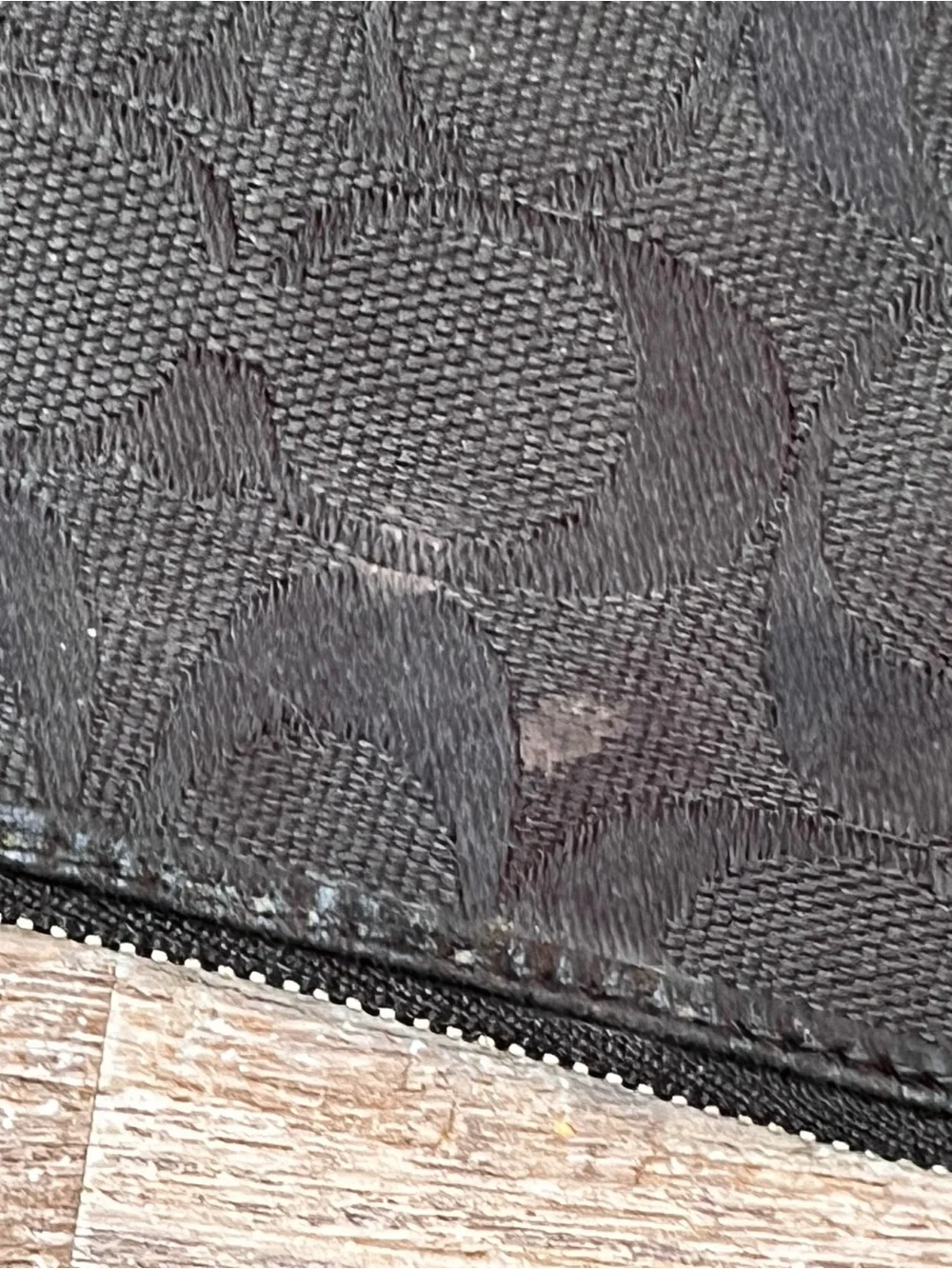 Coach F64375 Black Signature C Jacquard Corner Zip Wristlet Wallet